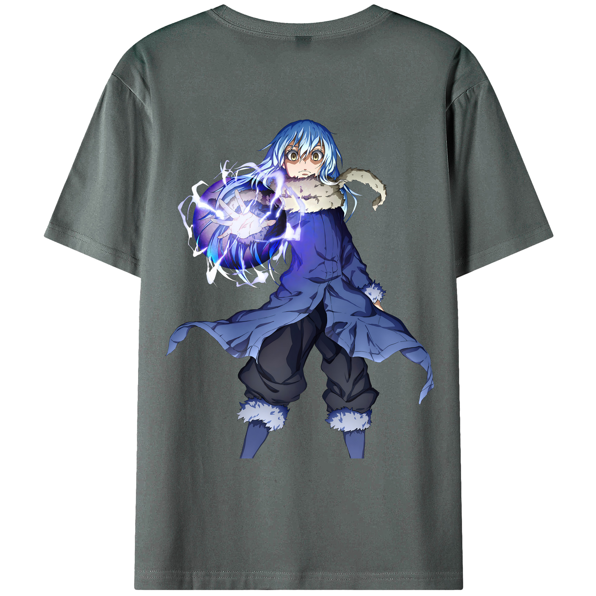 （画像用） 転スラ Regarding Reincarnated to Slime 綿100％ メンズ半袖Tシャツ（バックプリント） 通気性